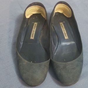 Manolo Blahnik Blue suede flats